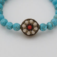 Cargar imagen en el visor de la galería, Pulsera de Turquesa con dije de Ágata y Coral.