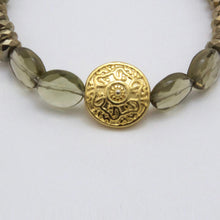 Load image into Gallery viewer, Smoky Quartz and Hematite bracelet with Mandala and Lotus Flower charms.