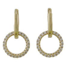 Cargar imagen en el visor de la galería, Arete arracada oval con aro colgante con Circonias