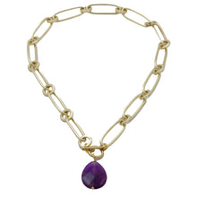 Cargar imagen en el visor de la galería, Collar de cadena con dije de Amatista, Aretes a juego incluidos