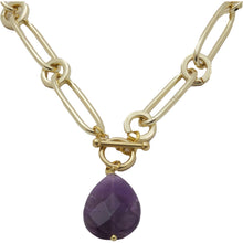 Cargar imagen en el visor de la galería, Collar de cadena con dije de Amatista, Aretes a juego incluidos