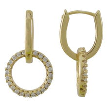 Cargar imagen en el visor de la galería, Arete arracada oval con aro colgante con Circonias