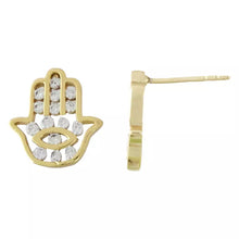 Cargar imagen en el visor de la galería, Arete HAMSA (mano protectora) y Circonias