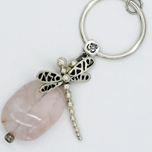 Load image into Gallery viewer, Rose Quartz Pendant with Dragonfly and OM symbol