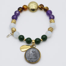 Load image into Gallery viewer, Various stones bracelet with ancient Buddha pendant, drop.