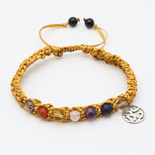 Cargar imagen en el visor de la galería, Pulsera 7 chakras. Piedras semipreciosas y Plata. Dorada