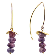 Load image into Gallery viewer, Tourmaline earring with wavy disc.
