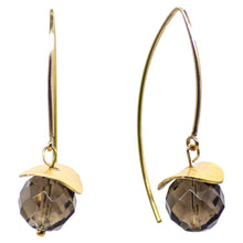 Load image into Gallery viewer, Smoky Quartz earring with wavy disc.
