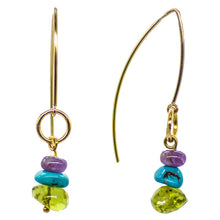 Cargar imagen en el visor de la galería, Arete de Amatista, Turquesa y Peridoto.