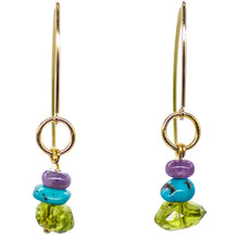 Cargar imagen en el visor de la galería, Arete de Amatista, Turquesa y Peridoto.