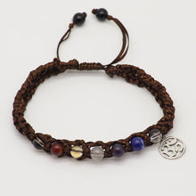 Cargar imagen en el visor de la galería, Pulsera 7 chakras. Piedras semipreciosas y Plata. Café