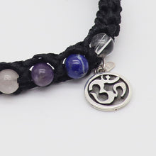 Cargar imagen en el visor de la galería, Pulsera 7 chakras. Piedras semipreciosas y Plata. Negra