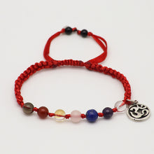 Cargar imagen en el visor de la galería, Pulsera 7 chakras. Piedras semipreciosas y Plata. Roja