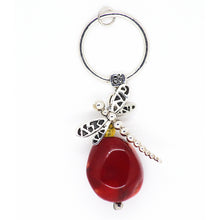 Load image into Gallery viewer, Coral and Amber Pendant with Dragonfly and OM symbol