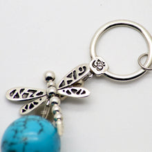 Cargar imagen en el visor de la galería, Dije Aro Equilibrante de Turquesa y Cuarzo Ahumado con Libélula y símbolo OM.