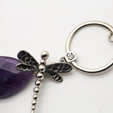 Cargar imagen en el visor de la galería, Dije Aro Equilibrante de Amatista con Libélula y símbolo OM.