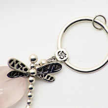 Load image into Gallery viewer, Rose Quartz Pendant with Dragonfly and OM symbol