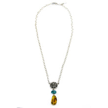 Cargar imagen en el visor de la galería, Collar cadena, dije Árbol de la Vida, Apatita y Ámbar.