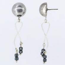 Load image into Gallery viewer, Half ball and Spiral earring with Hematite.