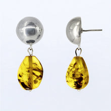 Load image into Gallery viewer, Half ball earring with Amber (drop).