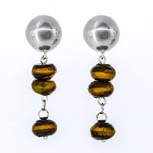 Load image into Gallery viewer, Half ball earring with Tiger's Eye.