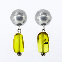 Load image into Gallery viewer, Half ball earring with Amber (rectangle).