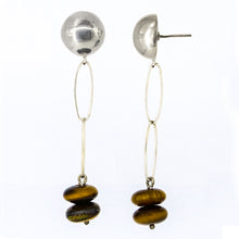 Load image into Gallery viewer, Half ball and chain earring with Tiger's Eye.