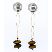 Load image into Gallery viewer, Half ball and chain earring with Tiger's Eye.