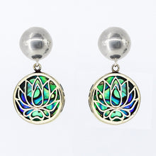 Load image into Gallery viewer, Half ball earring and Lotus Flower with Shell.