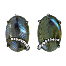 Load image into Gallery viewer, Labradorite and Zirconia earring.