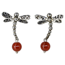Load image into Gallery viewer, Dragonfly earring with Carnelian.