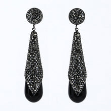Load image into Gallery viewer, Hematite earring with black resin.