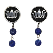 Load image into Gallery viewer, Lotus Flower earring with Lapis Lazuli.
