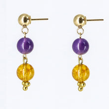 Cargar imagen en el visor de la galería, Arete de Citrino y Amatista.