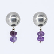 Load image into Gallery viewer, Half ball earring with Amethyst.