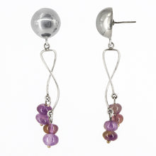 Load image into Gallery viewer, Half ball and Spiral earring with Amethyst.