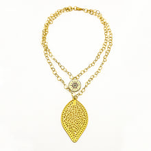 Load image into Gallery viewer, Double chain necklace with Star and Leaf pendants.