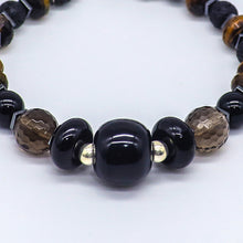 Load image into Gallery viewer, Onyx, Smoky Quartz, Tiger's Eye, lava stone and Hematite bracelet.
