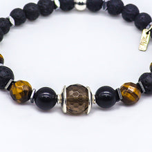 Load image into Gallery viewer, Smoky Quartz, Onyx, Tiger's Eye, lava stone and Hematite bracelet. Men