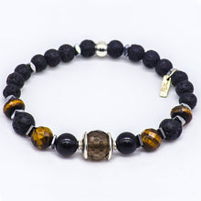 Load image into Gallery viewer, Smoky Quartz, Onyx, Tiger's Eye, lava stone and Hematite bracelet. Men