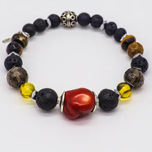 Load image into Gallery viewer, Coral, lava stone, Amber, Smoky Quartz, Tiger's Eye and Hematite Men.