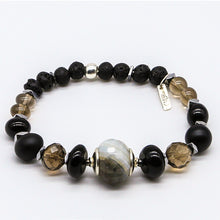 Load image into Gallery viewer, Agate, Onyx, Smoky Quartz, lava stone and Hematite bracelet Men.