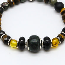 Load image into Gallery viewer, Jade, Onyx, Amber, Tiger's Eye and Jasper bracelet. Men