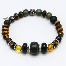 Load image into Gallery viewer, Jade, Onyx, Amber, Tiger's Eye and Jasper bracelet. Men