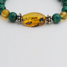 Load image into Gallery viewer, Malachite and Amber Bracelet.