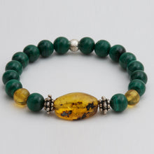 Load image into Gallery viewer, Malachite and Amber Bracelet.