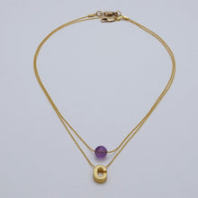 Load image into Gallery viewer, Double chain necklace with Amethyst and Letter of your choice.