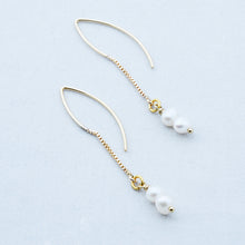 Load image into Gallery viewer, Chain and Pearl double necklace with Moon pendant. Matching earrings included.