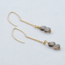 Load image into Gallery viewer, Chain and Smoky Quartz double necklace with Protective Eye pendant. Matching earrings included.