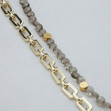 Load image into Gallery viewer, Chain and Smoky Quartz double necklace with Protective Eye pendant. Matching earrings included.